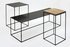 Console Basse Slim Irony Metal Noir / 124 X 31 X H 64 Cm - Zeus