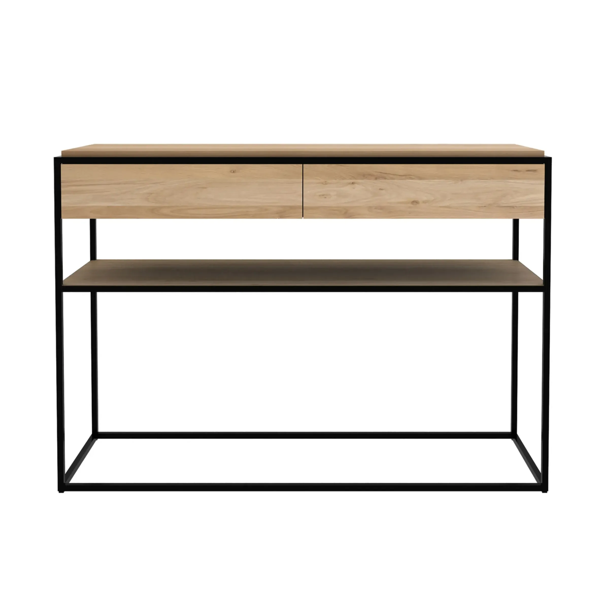 Console Monolit Noir Bois Naturel / L 122 Cm / 2 Tiroirs - Ethnicraft