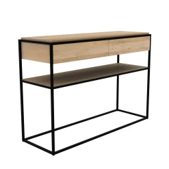 Console Monolit Noir Bois Naturel / L 122 Cm / 2 Tiroirs - Ethnicraft