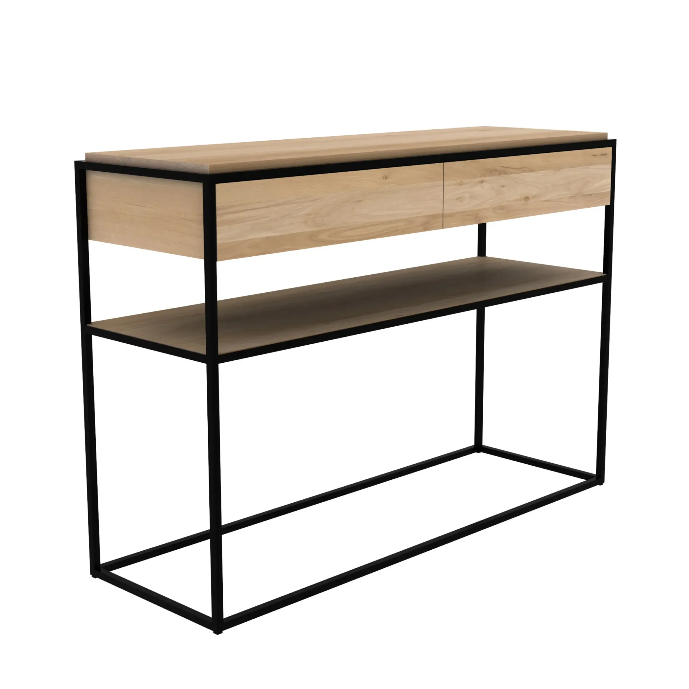 Console Monolit Noir Bois Naturel / L 122 Cm / 2 Tiroirs - Ethnicraft