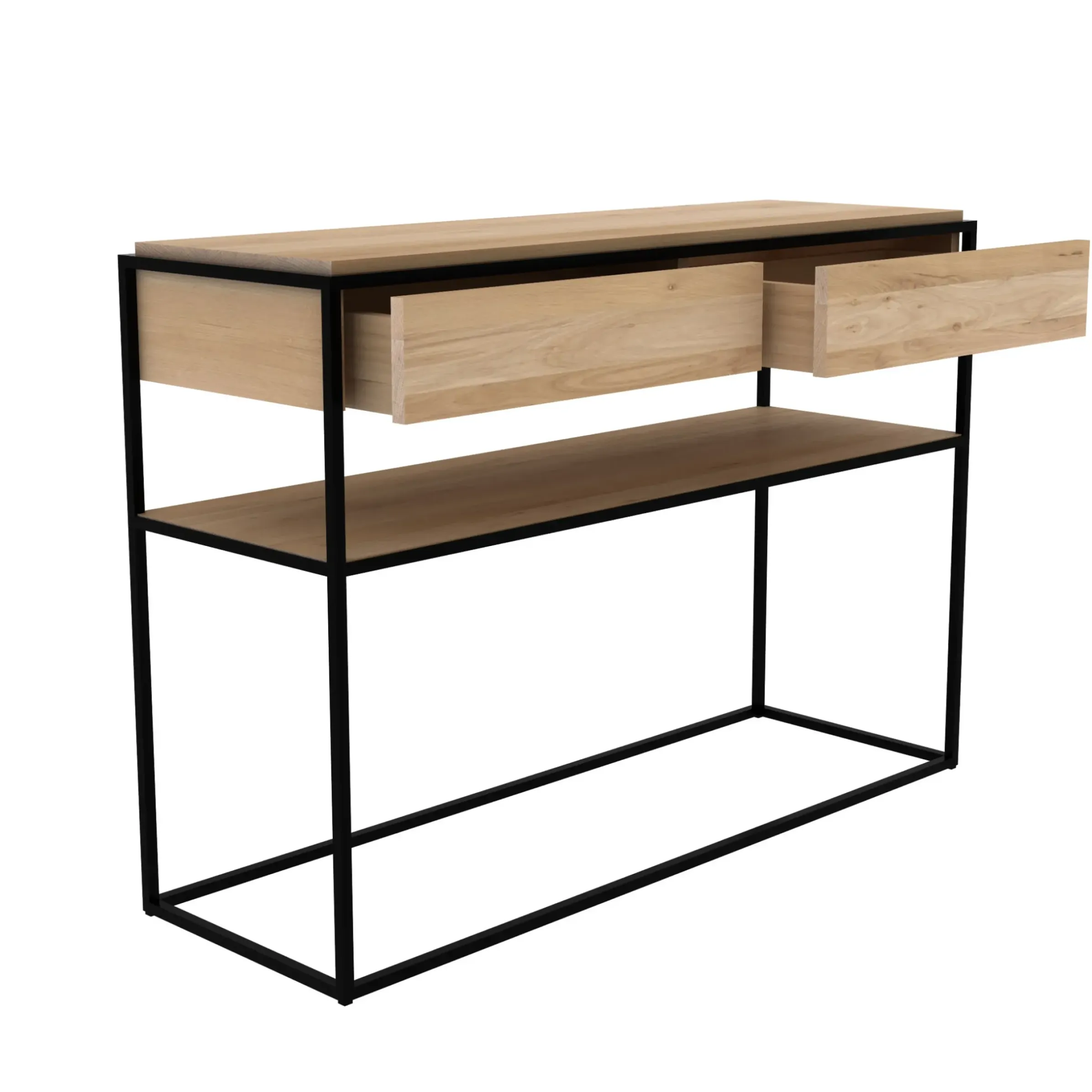 Console Monolit Noir Bois Naturel / L 122 Cm / 2 Tiroirs - Ethnicraft