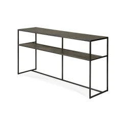 Console Pentagon Metal Noir / 150 X 40 Cm X H 75 Cm - Plateaux Sculptes Main - Ethnicraft