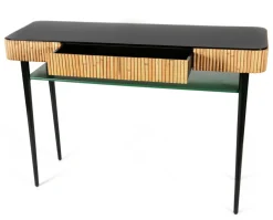 Console Riviera Vert Noir Bois Naturel / Rotin - Tiroir - Maison Sarah Lavoine