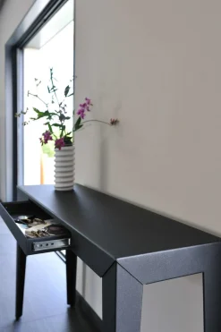 Console Zef Metal/ Avec Tiroir - 120 X 35 Cm - Matiere Grise