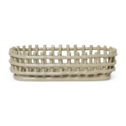 Corbeille Ceramic Ceramique Beige / Ovale - 30 X 15 Cm / Fait Main - Ferm Living