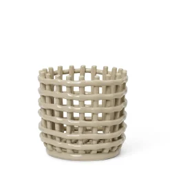 Corbeille Ceramic Small Ceramique Beige / O 16 X H 14,5 Cm - Fait Main - Ferm Living
