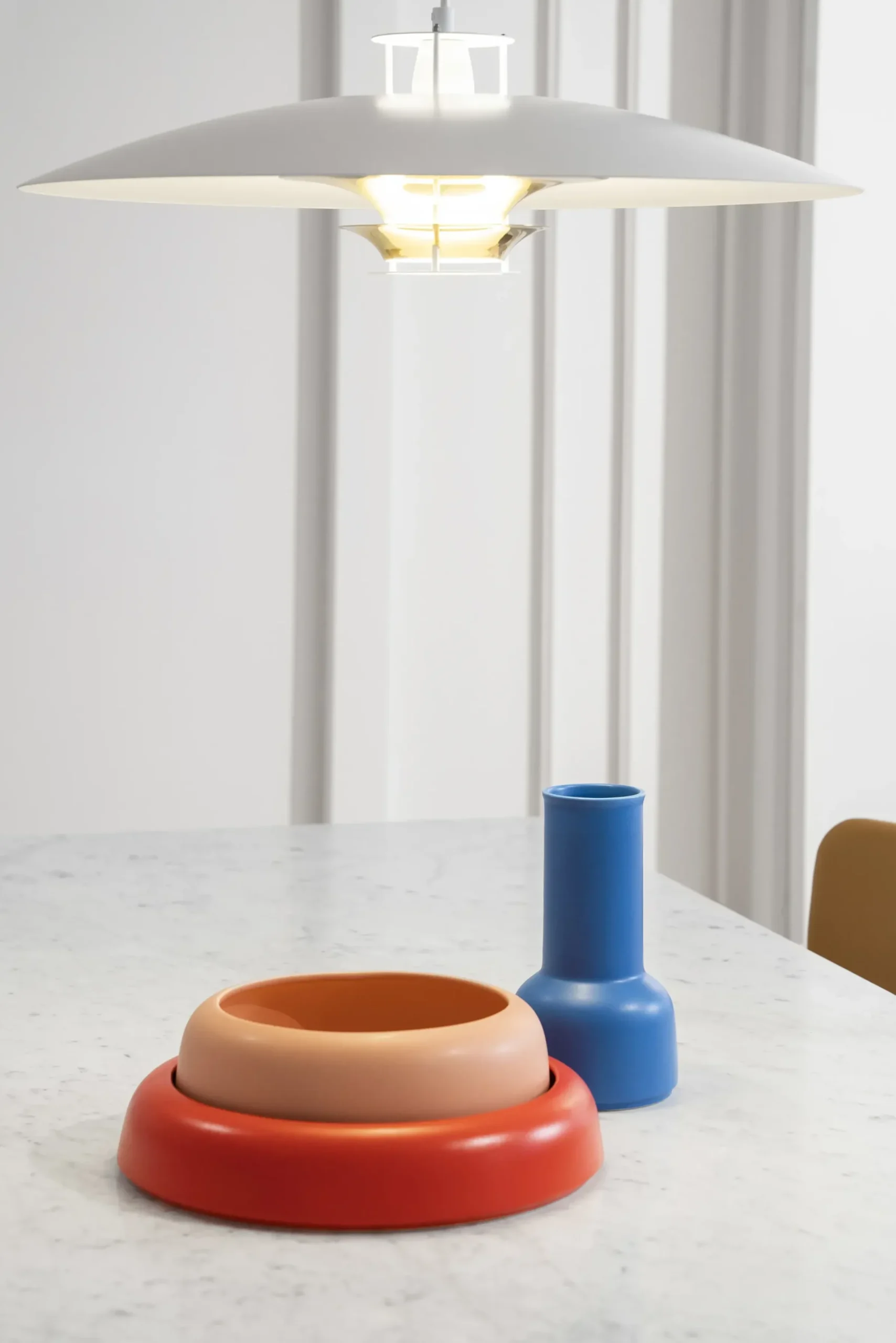 Coupe Omar 02 Ceramique Rose Orange / Plat - Large / O 30,8 X H 6,3 Cm - Fait Main - Raawii