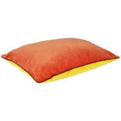 Coussin Bibi Big Tissu Jaune Rouge Orange Par Jose Levy / 48 X 35 Cm - Exclusivite Made In Design - Lelievre Paris