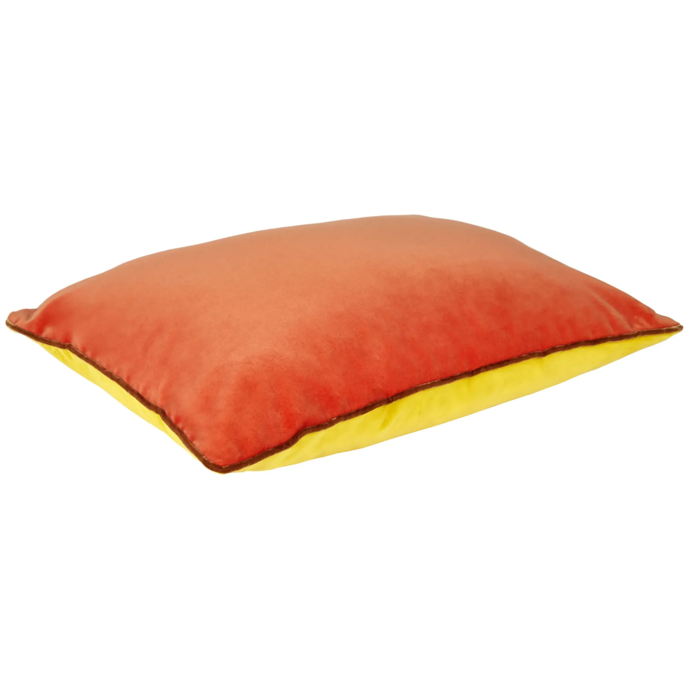 Coussin Bibi Big Tissu Jaune Rouge Orange Par Jose Levy / 48 X 35 Cm - Exclusivite Made In Design - Lelievre Paris