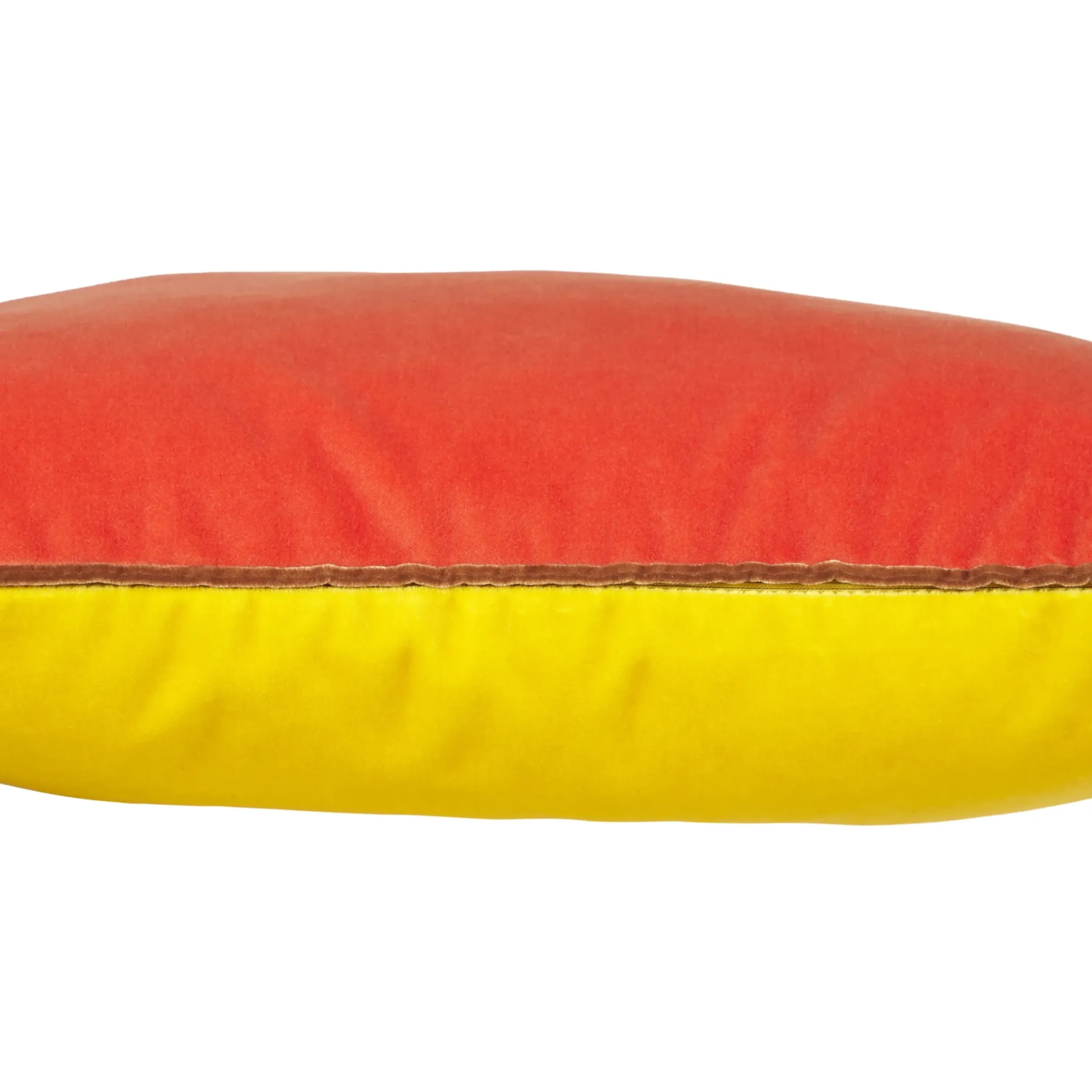 Coussin Bibi Big Tissu Jaune Rouge Orange Par Jose Levy / 48 X 35 Cm - Exclusivite Made In Design - Lelievre Paris