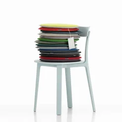 Coussin D'Assise Seat Dots Tissu Bleu Gris / O 38 Cm - Reversible - Vitra