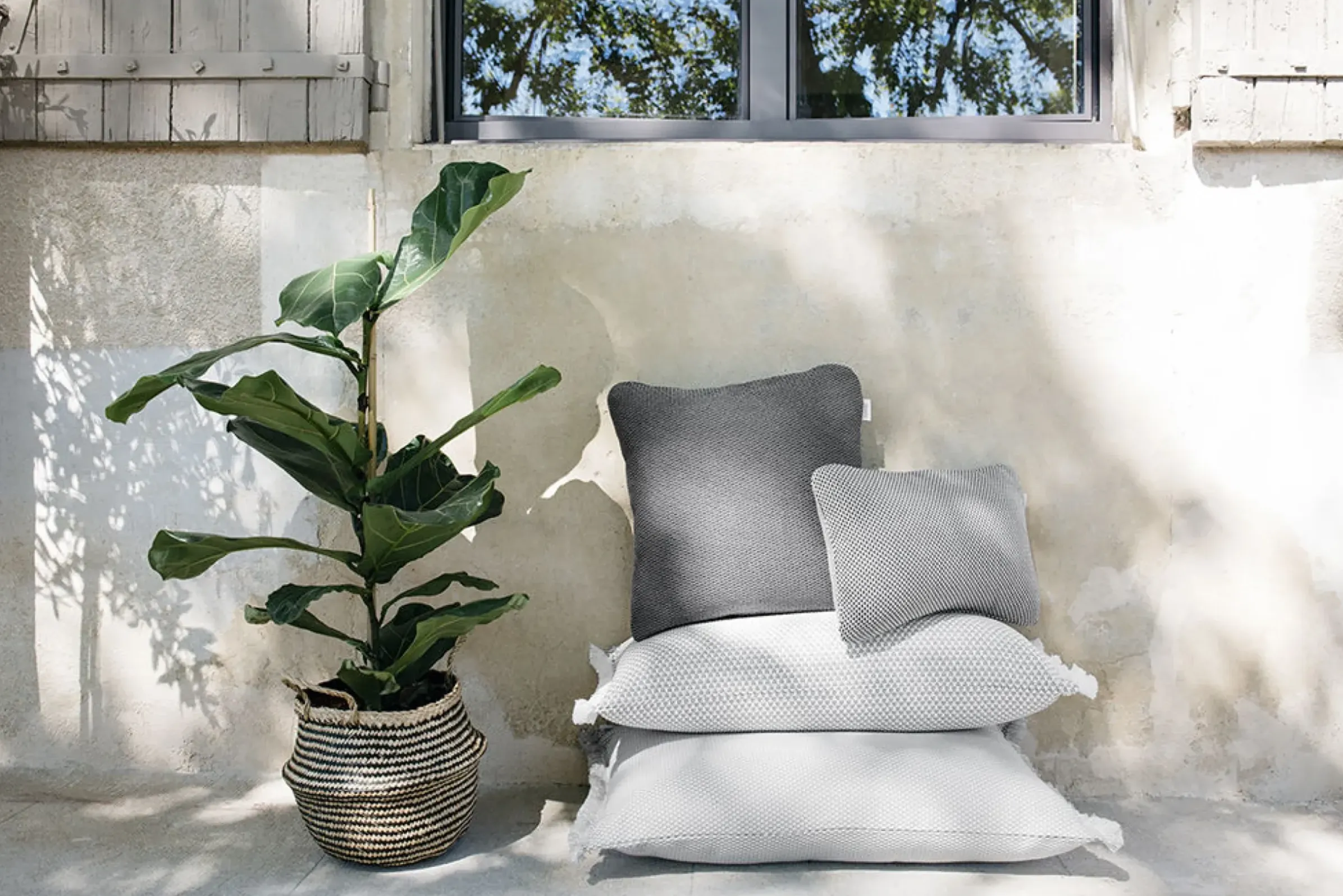 Coussin D'extérieur Evasion Tissu Gris Noir / 44 X 44 Cm - Fermob