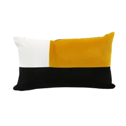 Coussin Echec Et Mat Tissu Jaune / Velours - 30 X 50 Cm - Maison Sarah Lavoine