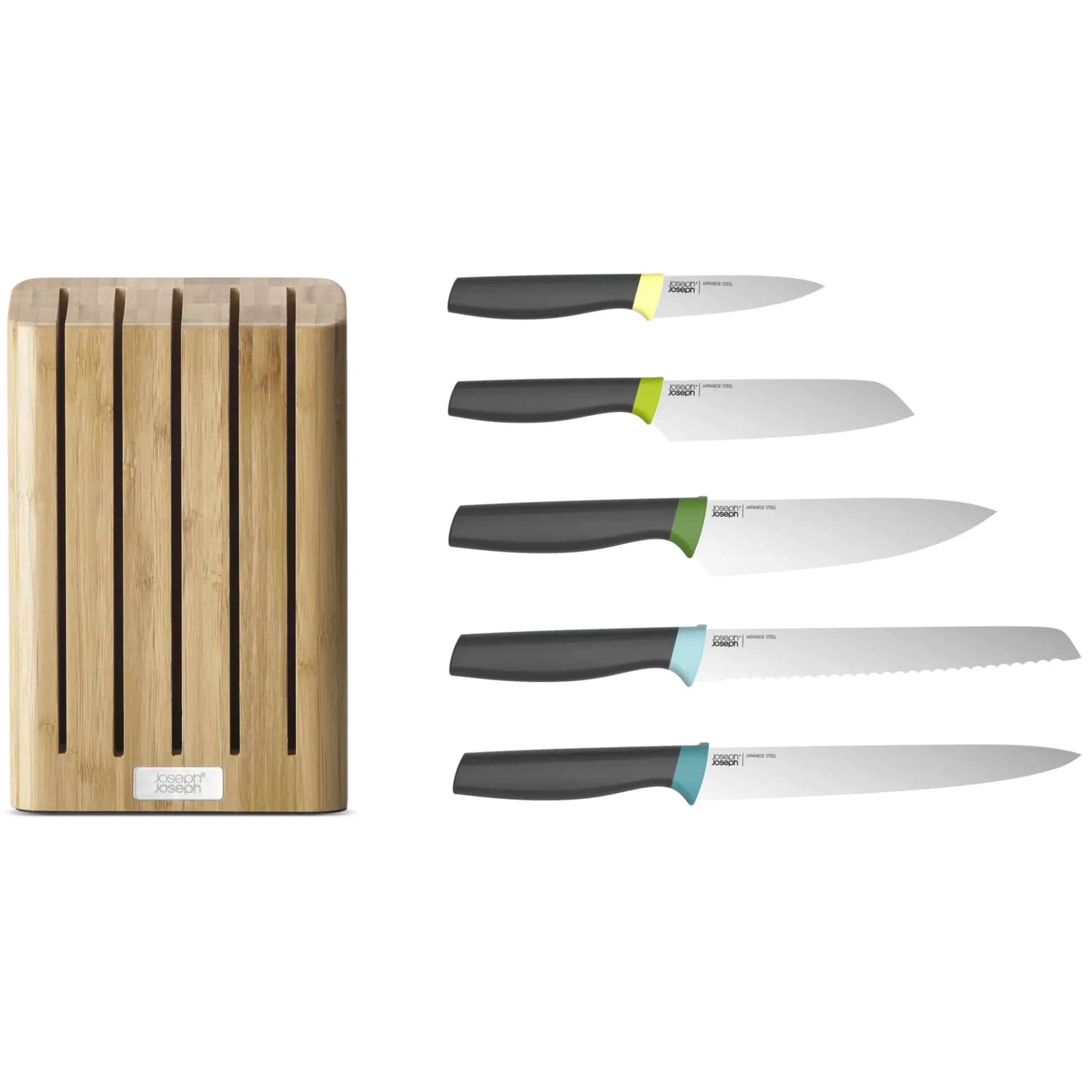 Couteau De Cuisine Elevate Bois Naturel / Set 5 Couteaux + Support Bambou - Joseph Joseph