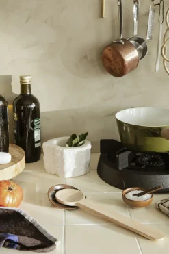 Cuillere  Ceramique Bois Naturel En Bois L 30 Cm + Repose-Cuillere En Porcelaine - Ferm Living