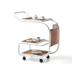 Desserte Zenzero Metal Cuir Blanc Marron / Cuir Recycle - Opinion Ciatti