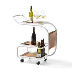 Desserte Zenzero Metal Cuir Blanc Marron / Cuir Recycle - Opinion Ciatti