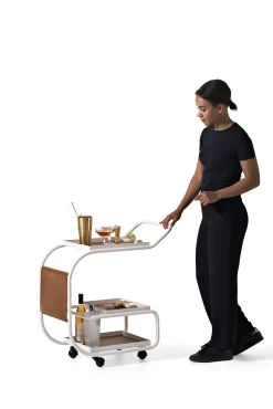 Desserte Zenzero Metal Cuir Blanc Marron / Cuir Recycle - Opinion Ciatti