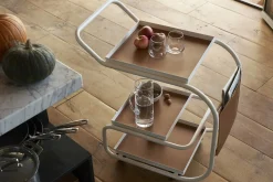 Desserte Zenzero Metal Cuir Blanc Marron / Cuir Recycle - Opinion Ciatti