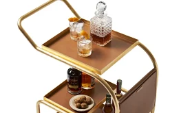 Desserte Zenzero Metal Cuir Marron Or / Cuir Recycle - Opinion Ciatti
