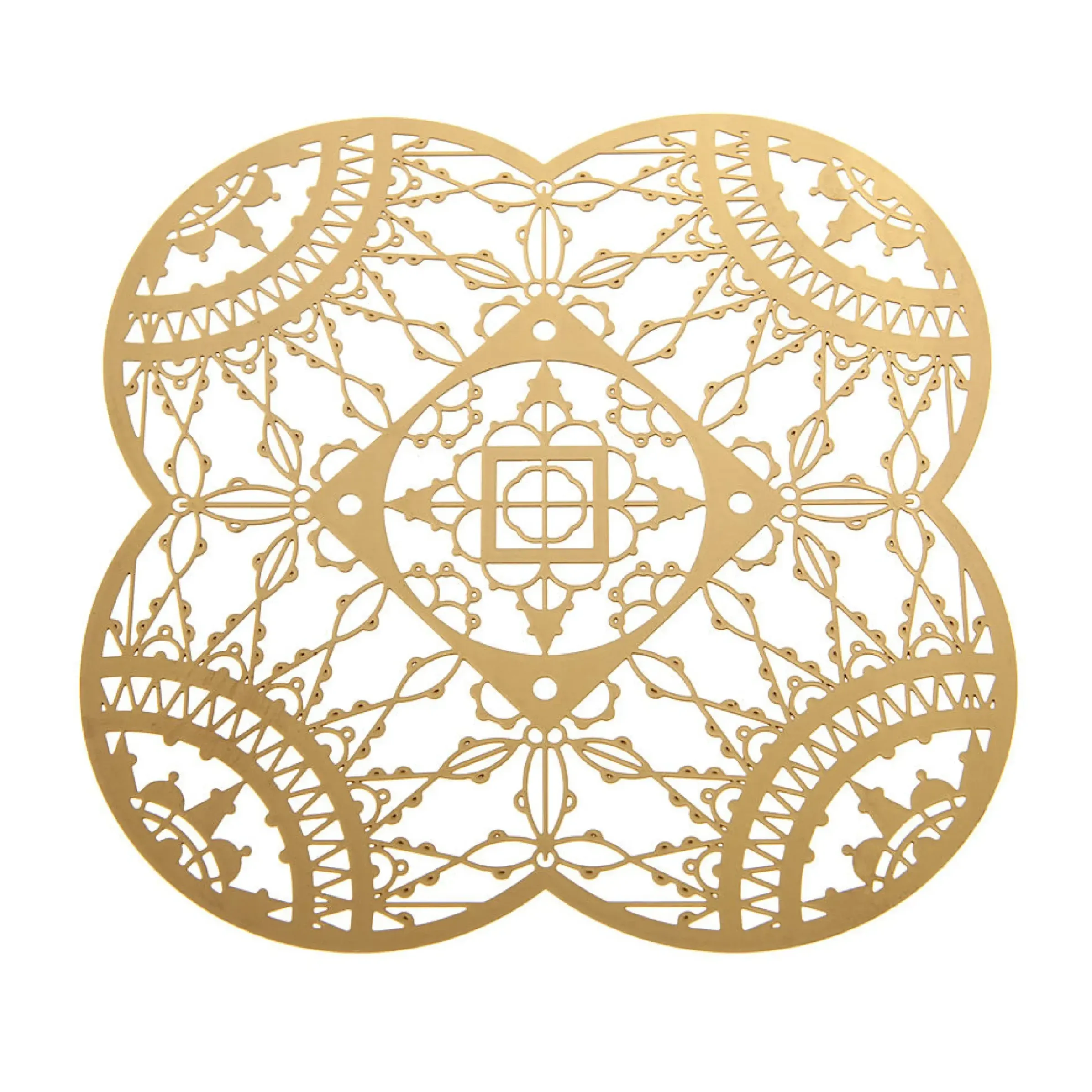 Dessous De Verre Petal Italic Lace Metal Or / 10 X 10 Cm - Lot De 4 - Driade