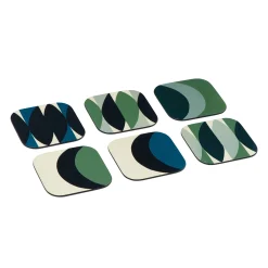 Dessous De Verre Tchin Bois Bleu Vert / Set De 6 - Bois Laque - Maison Sarah Lavoine