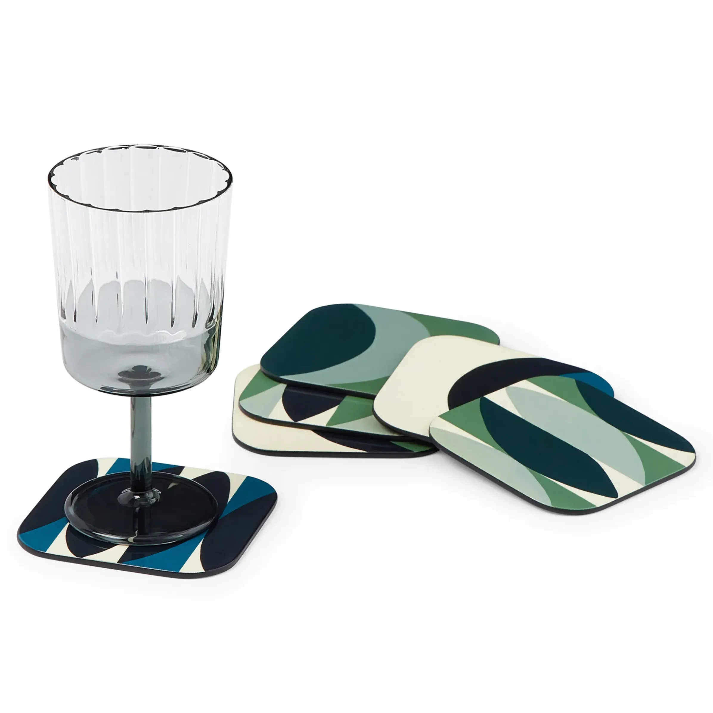 Dessous De Verre Tchin Bois Bleu Vert / Set De 6 - Bois Laque - Maison Sarah Lavoine