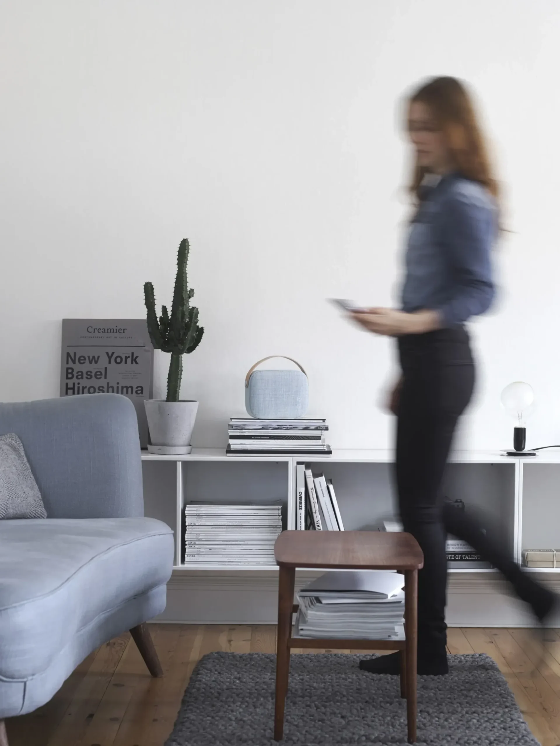 Enceinte Bluetooth Helsinki Cuir Tissu Bleu / Sans Fil - Tissu & Poignee Cuir - Vifa