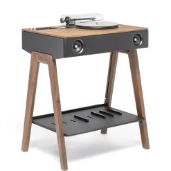 Enceinte Bluetooth Lx Platine Noir Bois Naturel / Enceinte Active Haute-Fidelite Tout-En-Un Avec Platine Integree - La Boite Concept