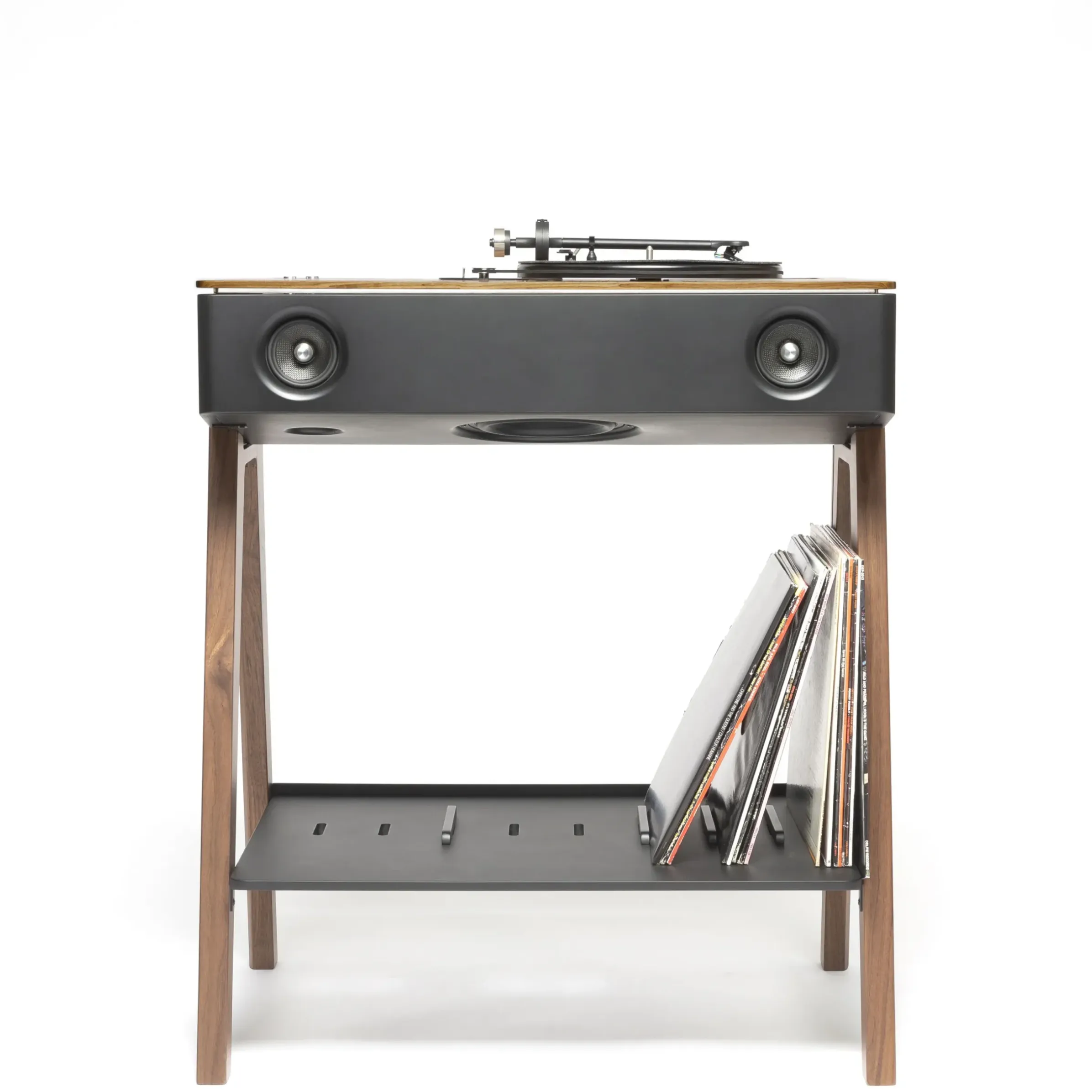 Enceinte Bluetooth Lx Platine Noir Bois Naturel / Enceinte Active Haute-Fidelite Tout-En-Un Avec Platine Integree - La Boite Concept