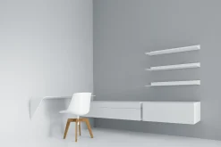 Etagere Mamba Light Bois/ Bureau Suspendu - Angle Droite - L 134 X H 44 Cm - Mdf Italia
