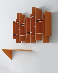 Etagere Mamba Light Bois/ Bureau Suspendu - Angle Gauche - L 134 X H 44 Cm - Mdf Italia