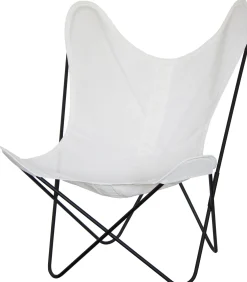 Fauteuil Aa Butterfly Outdoor Metal Tissu Blanc / Batyline - Structure Noire - Aa-New Design