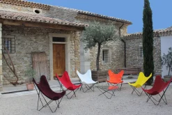 Fauteuil Aa Butterfly Outdoor Tissu Rouge Orange / Coton - Structure Noire - Aa-New Design