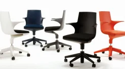 Fauteuil A Roulettes Spoon Chair Plastique / Rembourre - Kartell