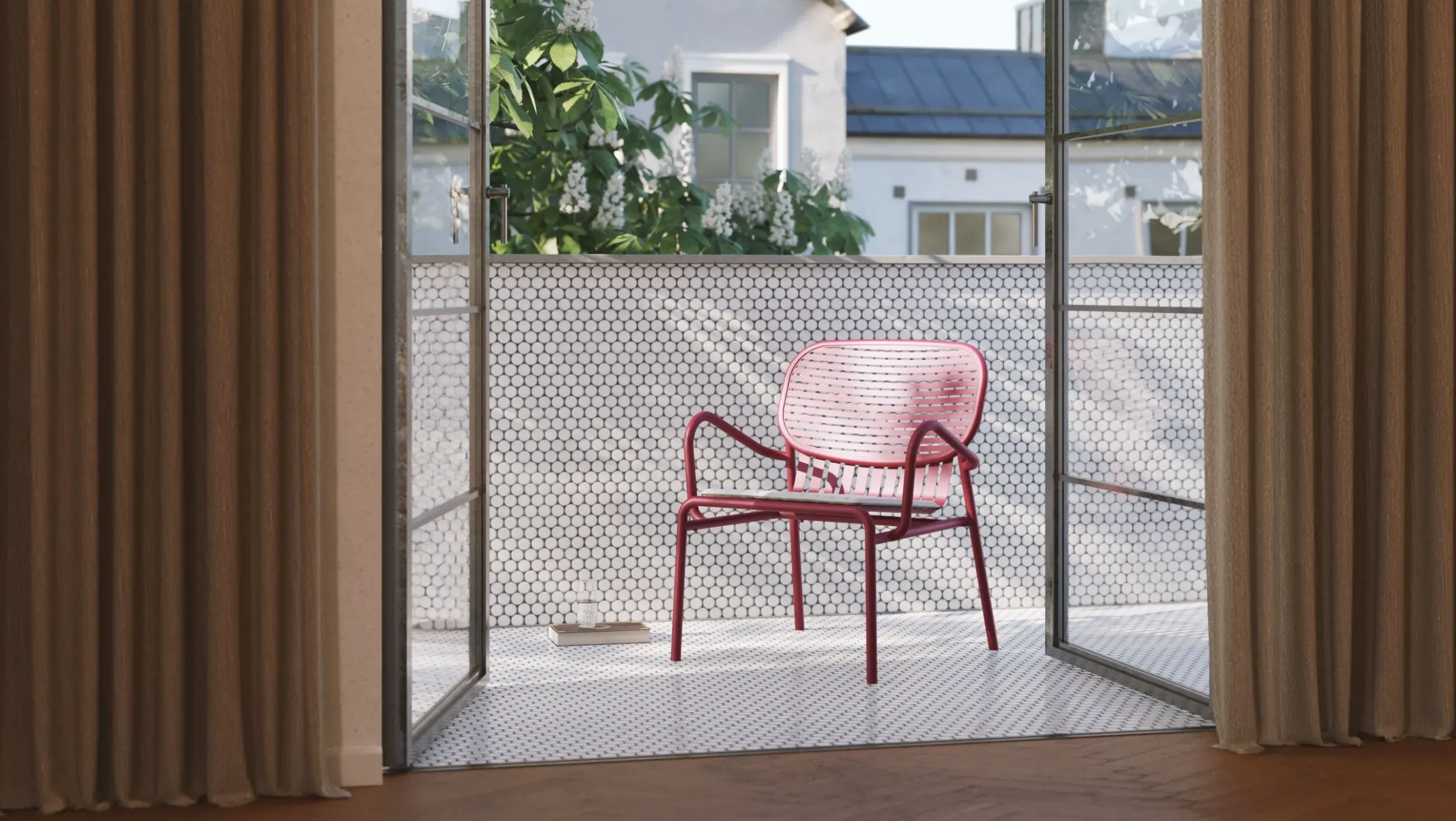 Fauteuil Bas Empilable Week-End Metal Marron / Empilable - Aluminium - Petite Friture