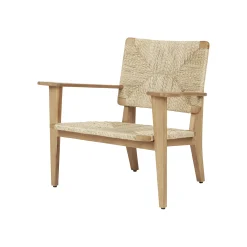 Fauteuil Bas F-Chair Plastique Beige Bois Naturel / Outdoor - Teck & Corde Polyethylene / Reedition 1949 - Gubi