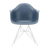 Fauteuil Dar - Eames Plastic Armchair Plastique Bleu / (1950) - Pieds Blancs - Vitra