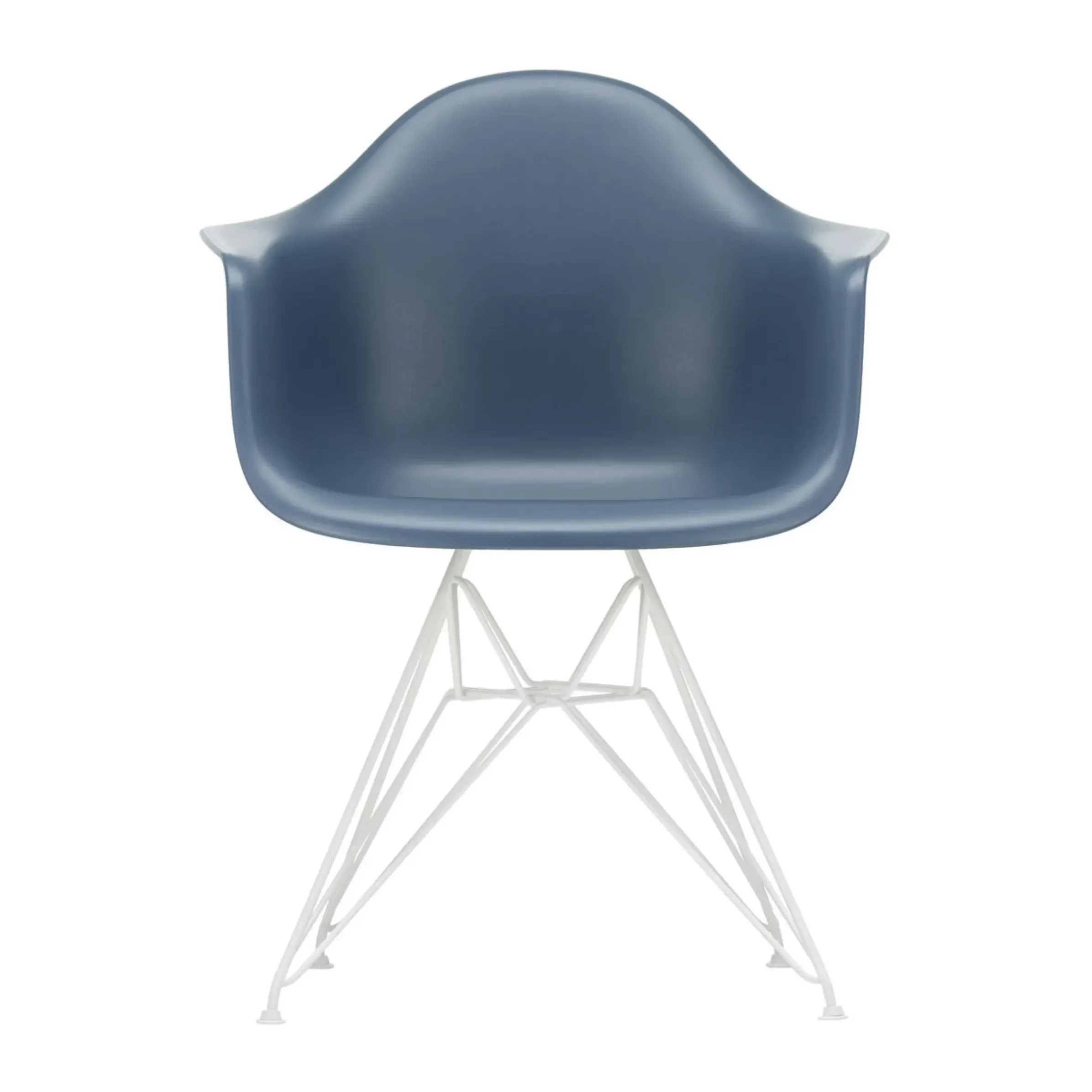 Fauteuil Dar - Eames Plastic Armchair Plastique Bleu / (1950) - Pieds Blancs - Vitra