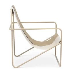 Fauteuil Desert Tissu Blanc Beige / Structure Beige - Bouteilles Plastique Recyclees - Ferm Living