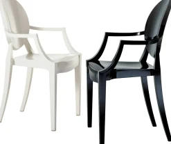 Fauteuil Empilable Louis Ghost Plastique Noir / Polycarbonate 2.0 - Kartell