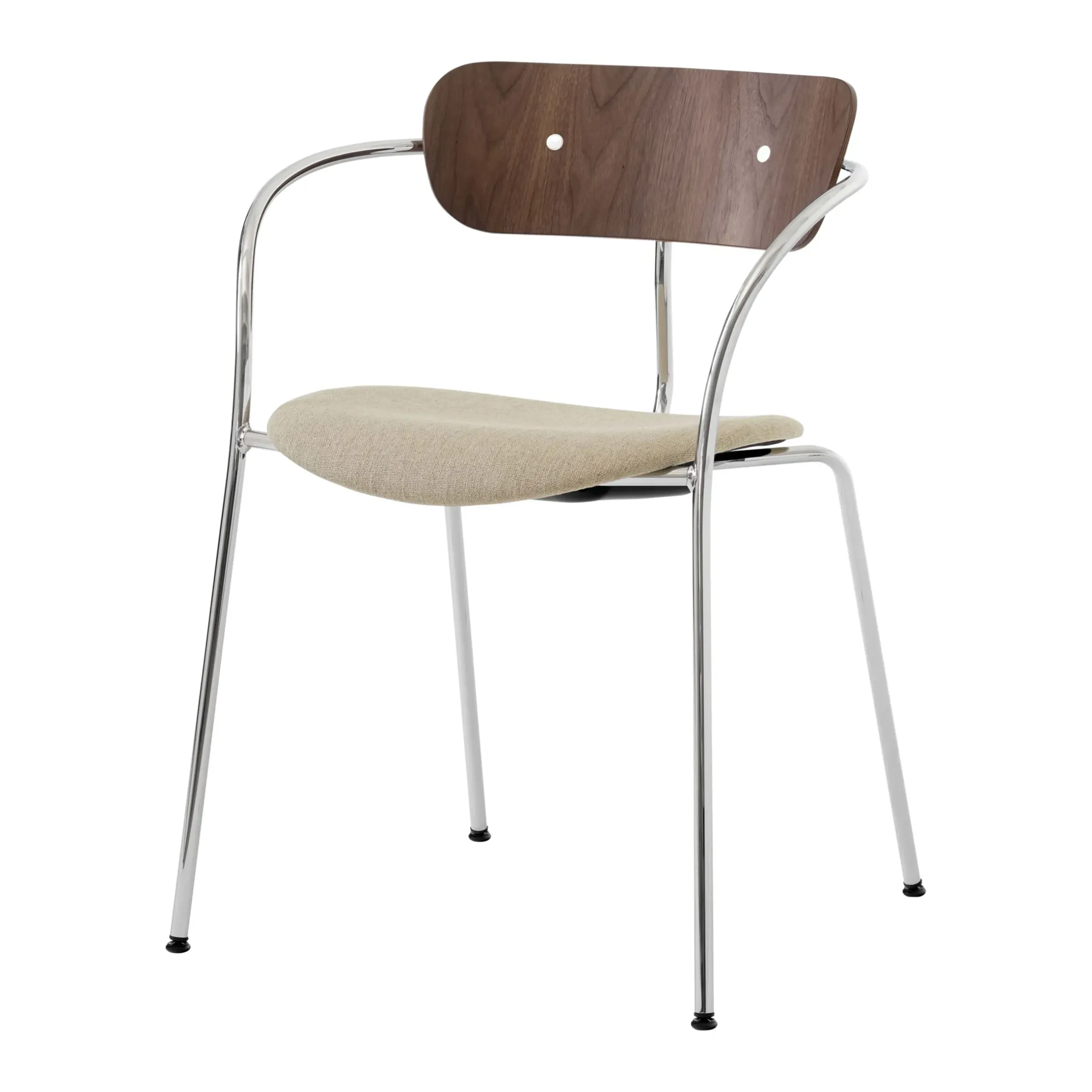 Fauteuil Empilable Pavilion Av4 Beige Bois Naturel Metal / Assise Rembourree - &Tradition