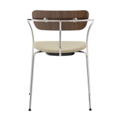 Fauteuil Empilable Pavilion Av4 Beige Bois Naturel Metal / Assise Rembourree - &Tradition