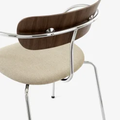Fauteuil Empilable Pavilion Av4 Beige Bois Naturel Metal / Assise Rembourree - &Tradition