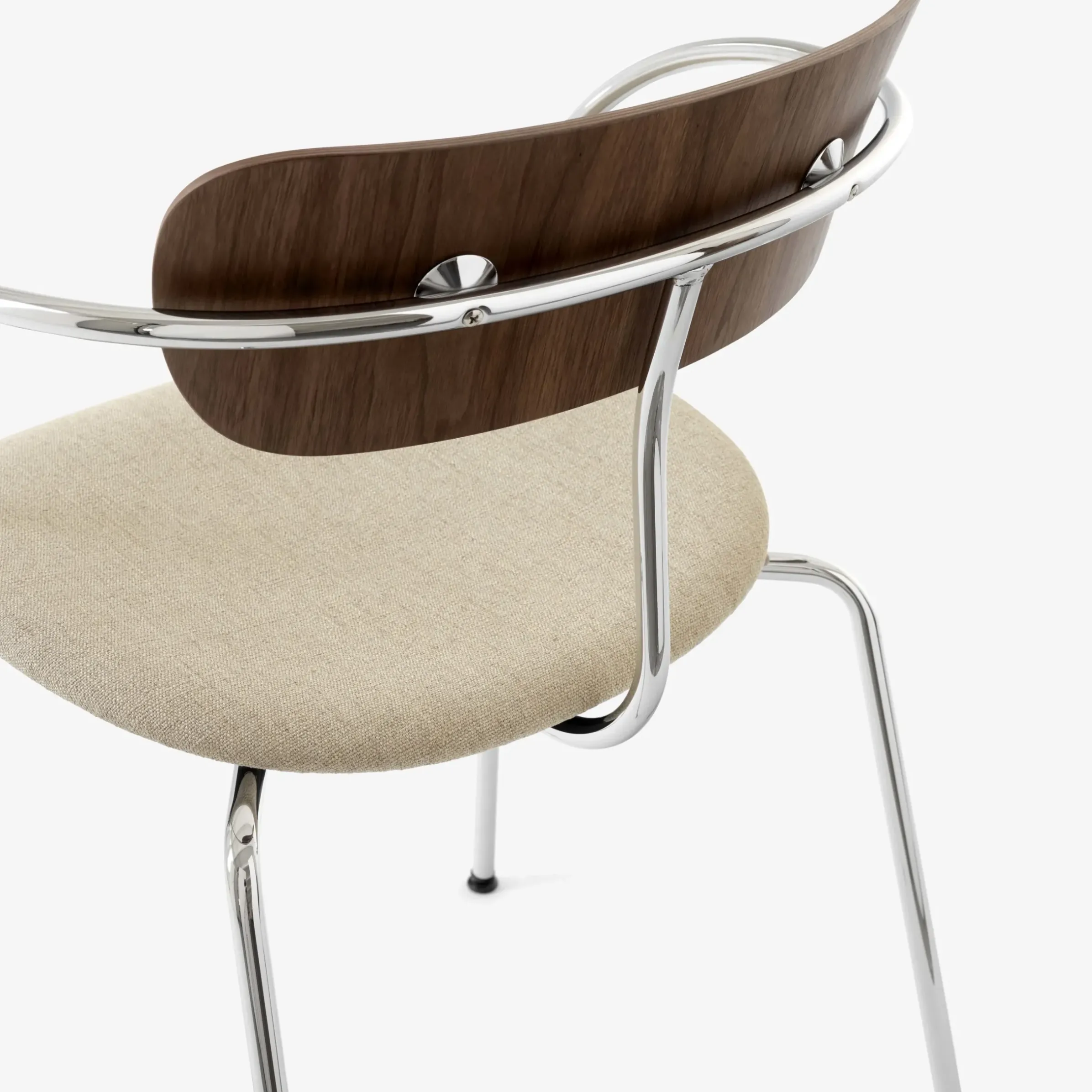 Fauteuil Empilable Pavilion Av4 Beige Bois Naturel Metal / Assise Rembourree - &Tradition