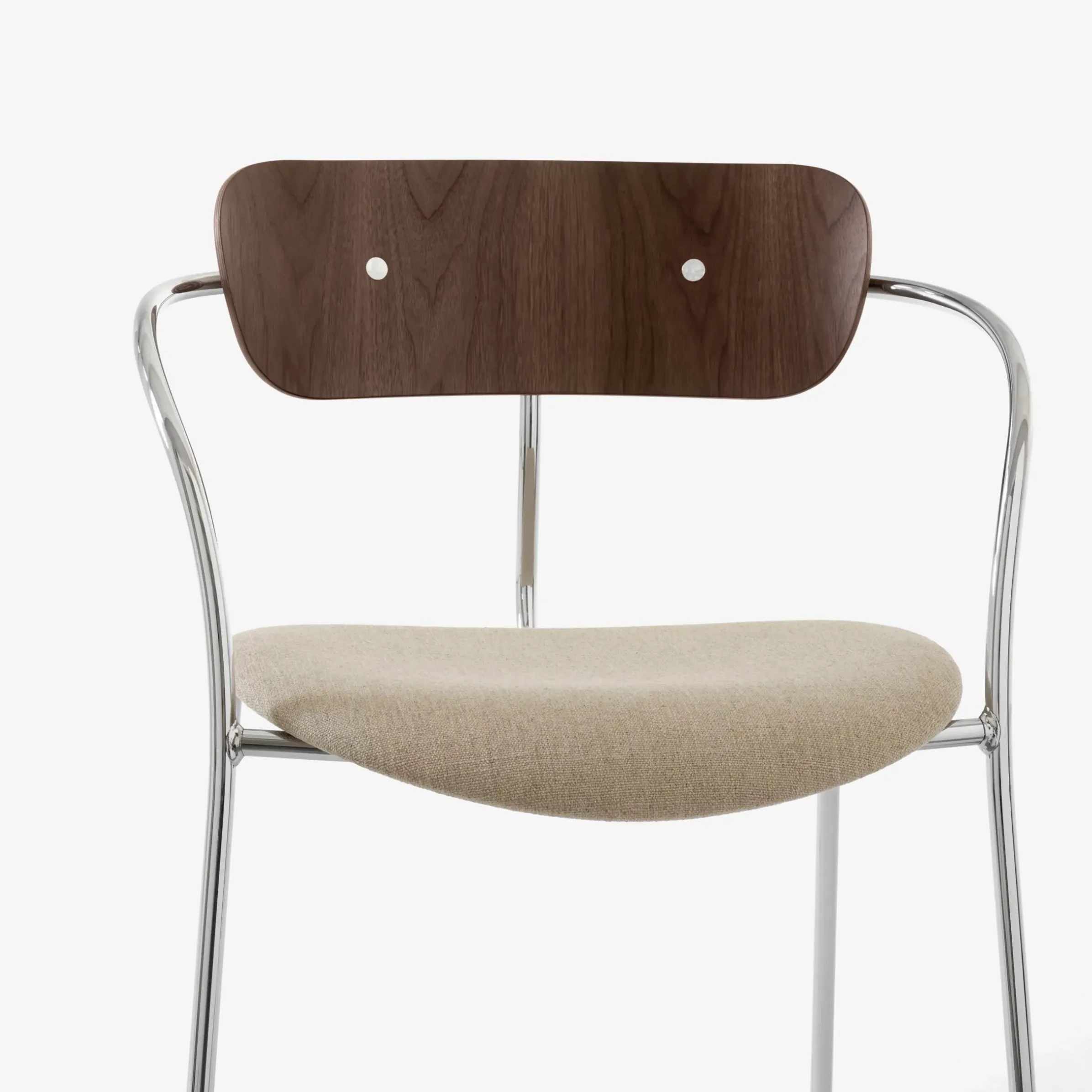 Fauteuil Empilable Pavilion Av4 Beige Bois Naturel Metal / Assise Rembourree - &Tradition