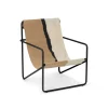 Fauteuil Enfant Desert Tissu Blanc Beige / Structure Noire - Bouteilles Plastique Recyclees - Ferm Living