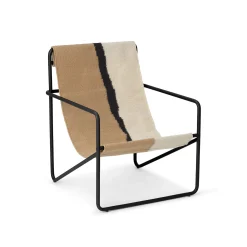 Fauteuil Enfant Desert Tissu Blanc Beige / Structure Noire - Bouteilles Plastique Recyclees - Ferm Living
