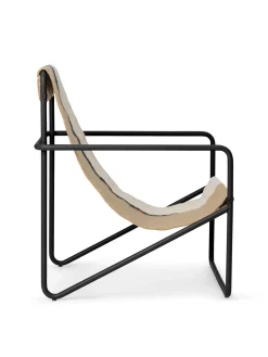 Fauteuil Enfant Desert Tissu Blanc Beige / Structure Noire - Bouteilles Plastique Recyclees - Ferm Living