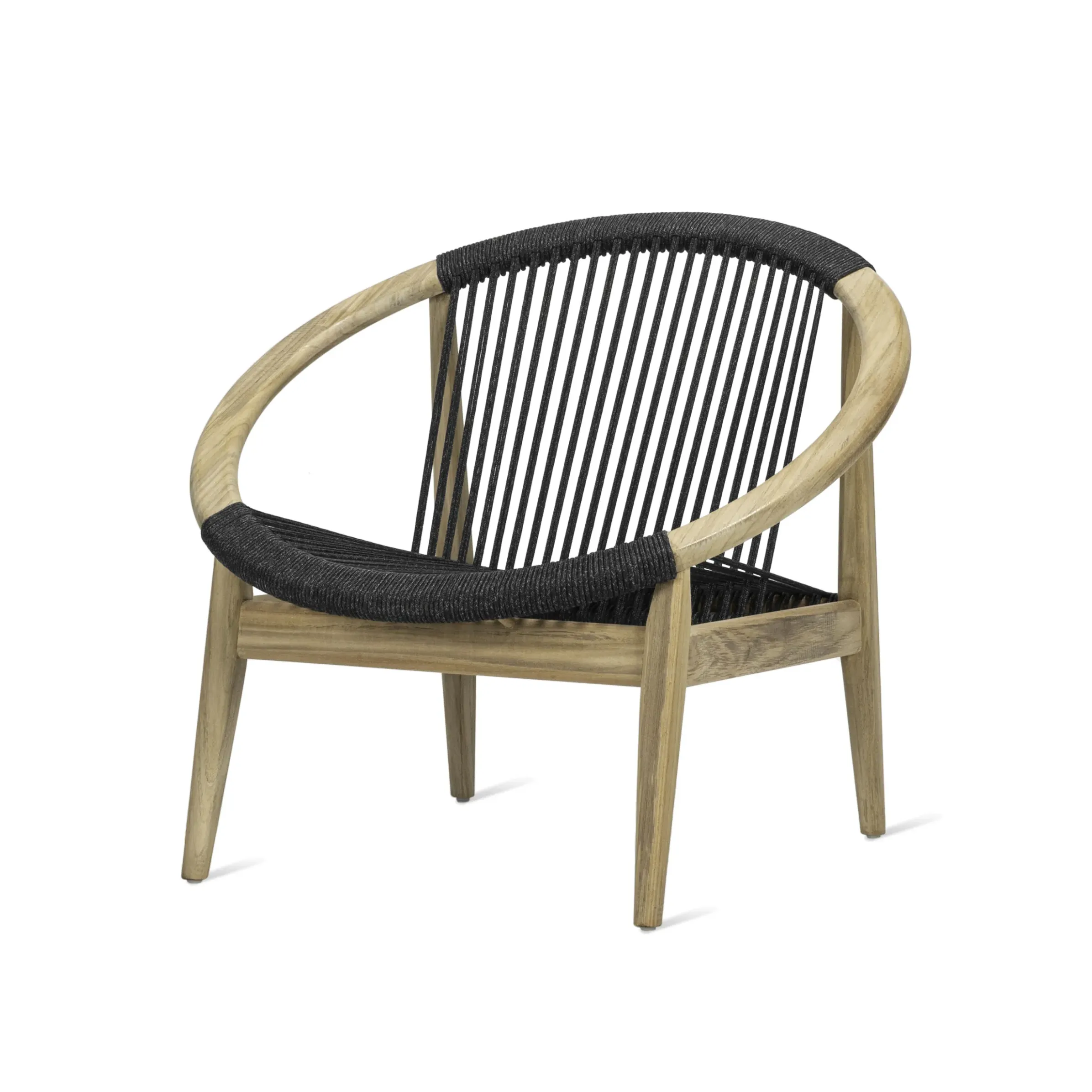 Fauteuil Frida Lounge Tissu Gris Bois Naturel / Corde Polypropylene Tressee Main - Vincent Sheppard
